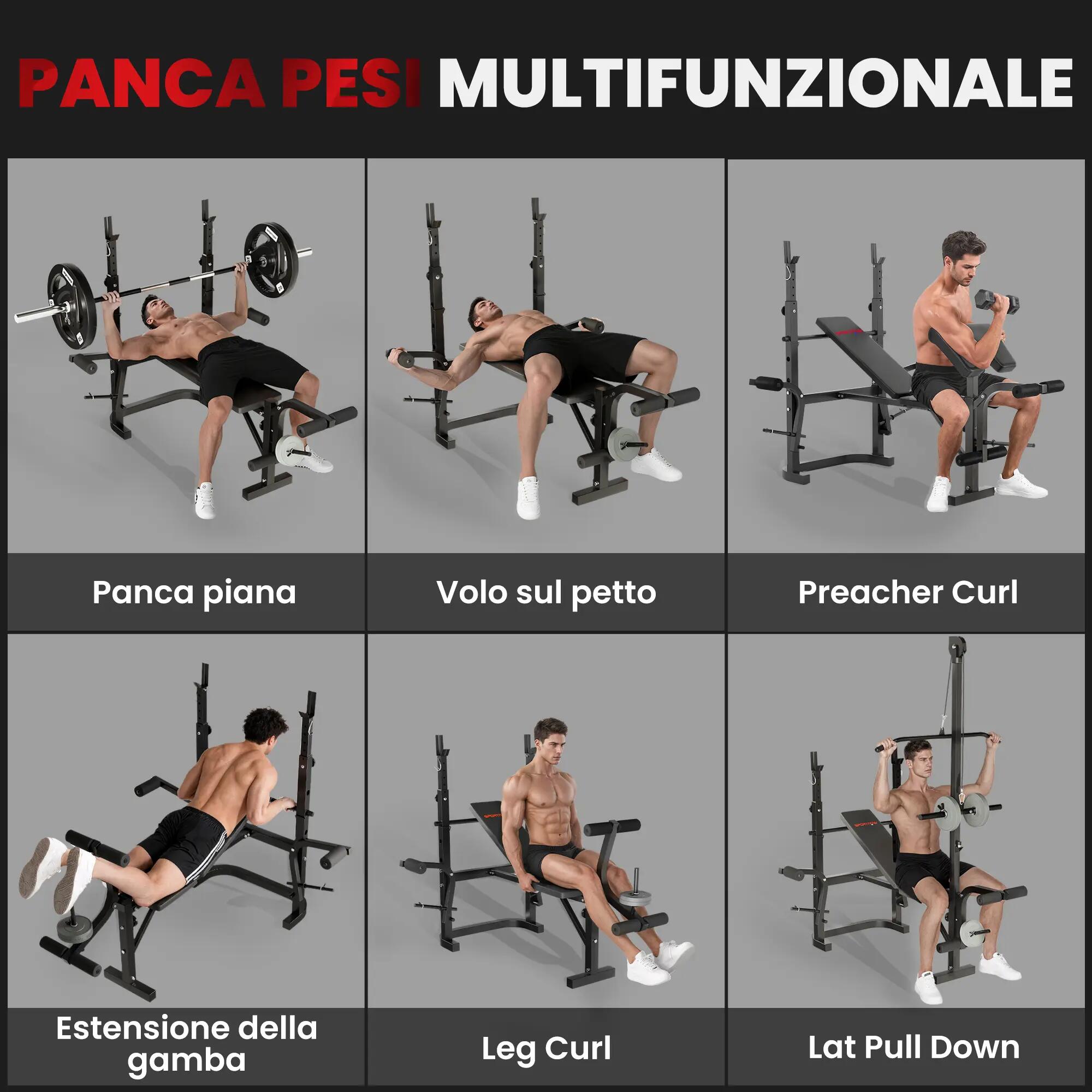 Banc de musculation multifonction réglable avec support pour haltères 6/9