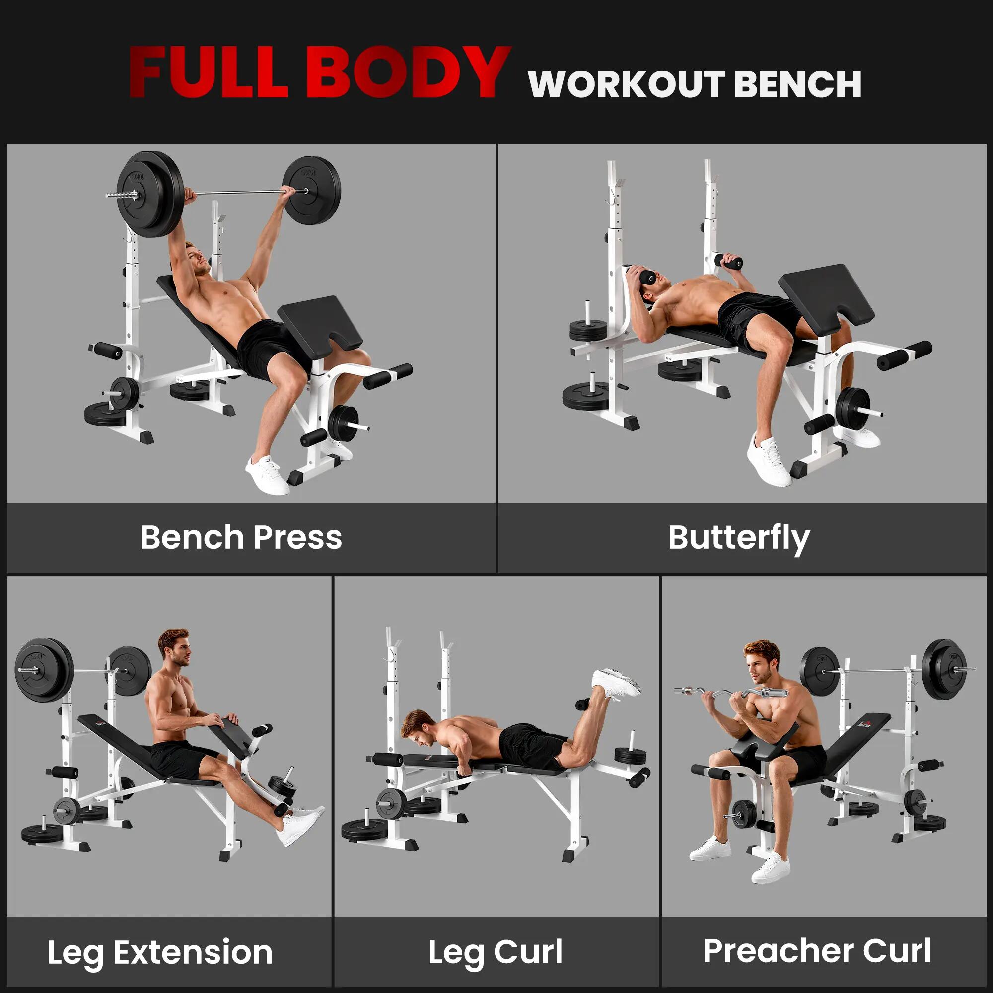 Banc de musculation avec support pour haltères, presse pectorale, presse à 6/9