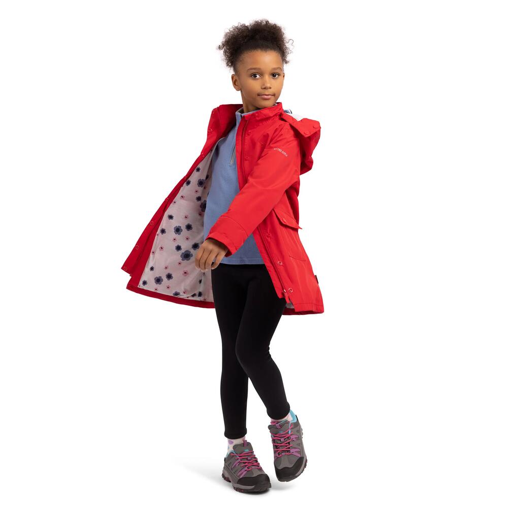 Girls Waterproof Windproof Hooded Long Jacket Drizzling