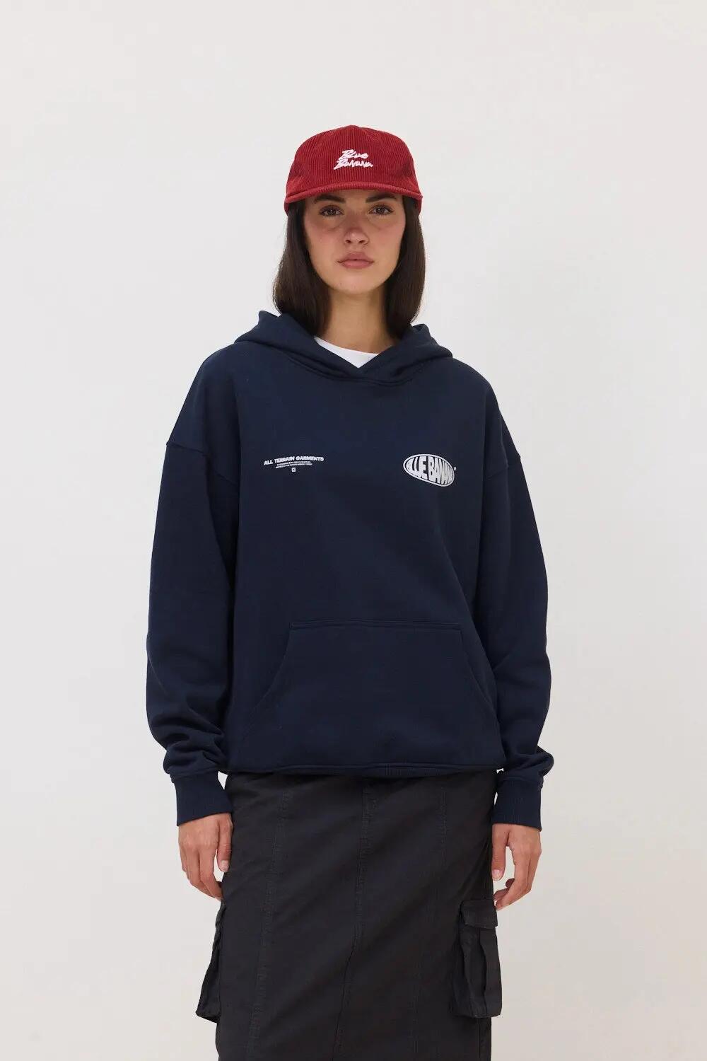 Sudadera con Capucha Blue Banana de 100% Algodón Orgánico Oval Azul Marino 4/7