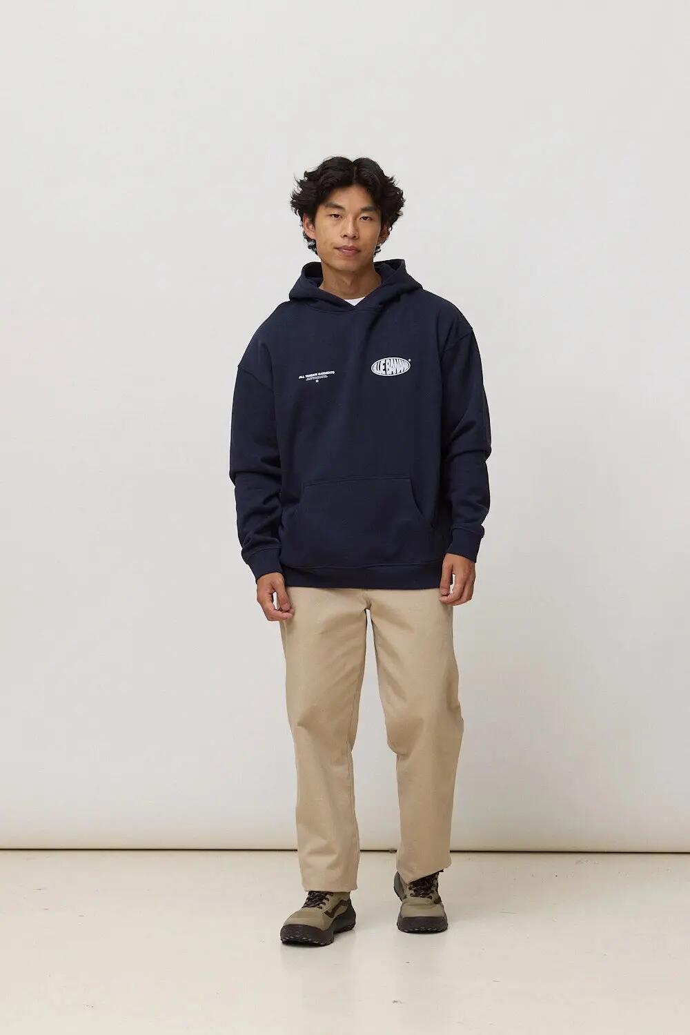 Sudadera con Capucha Blue Banana de 100% Algodón Orgánico Oval Azul Marino 3/7