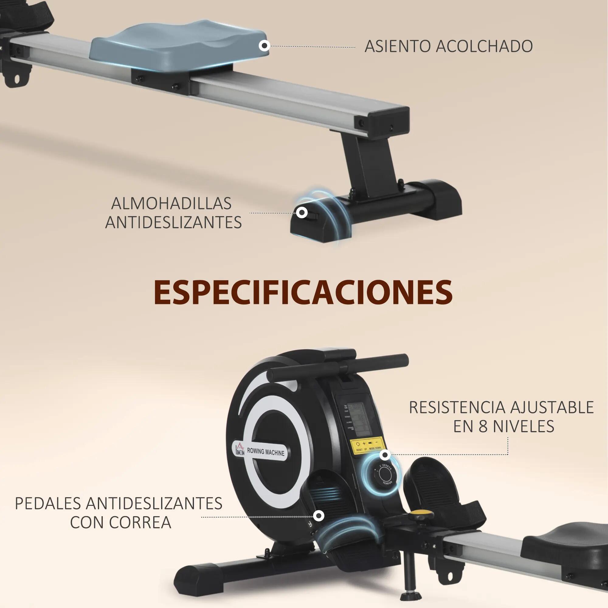 Machine à Remo Plegable avec Résistance Ajustable Volante de 4kg et Moniteur LCD 6/9