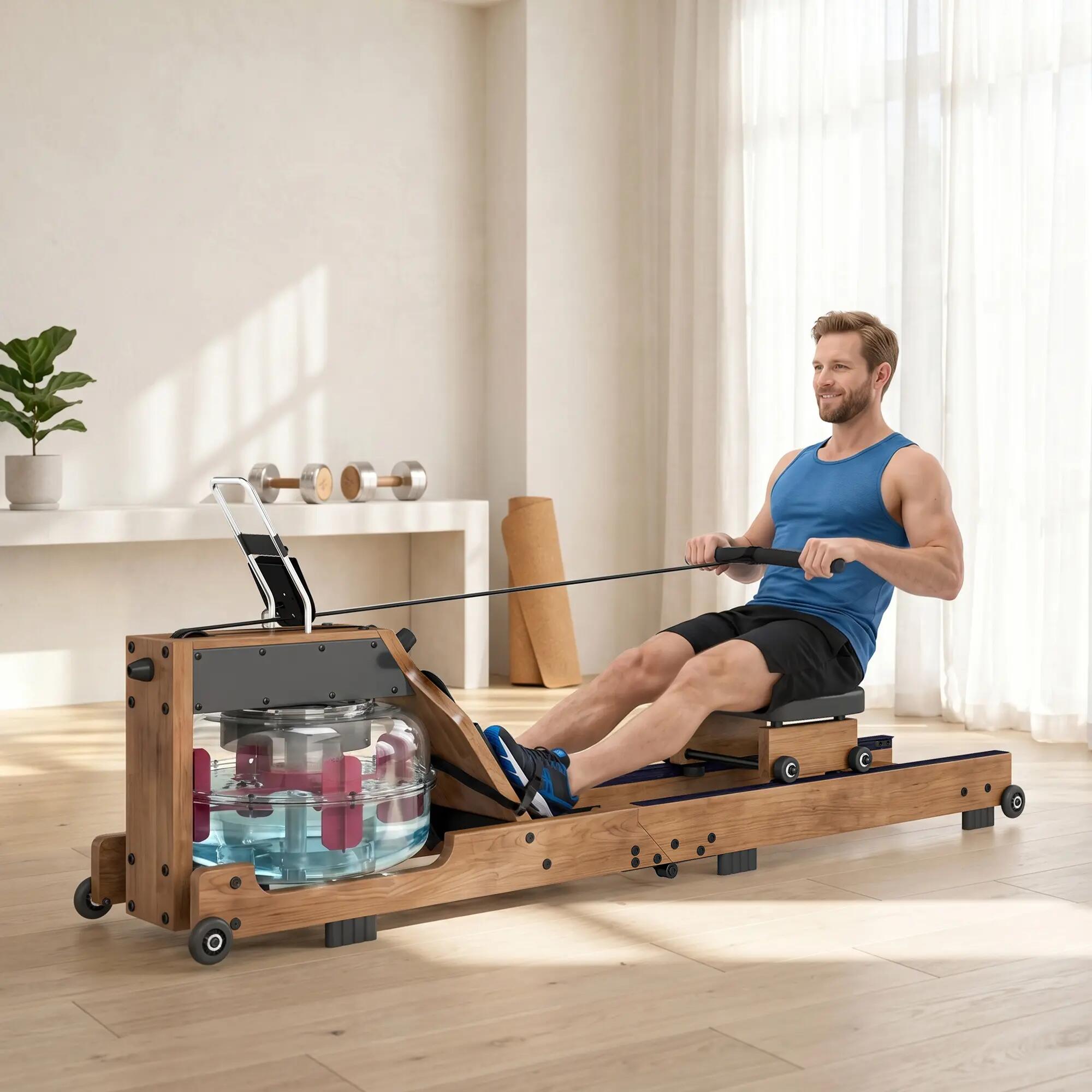 Rameur à Eau Rameur Appartement Pliable Double Rail Aluminium Capacité 158kg 3/9