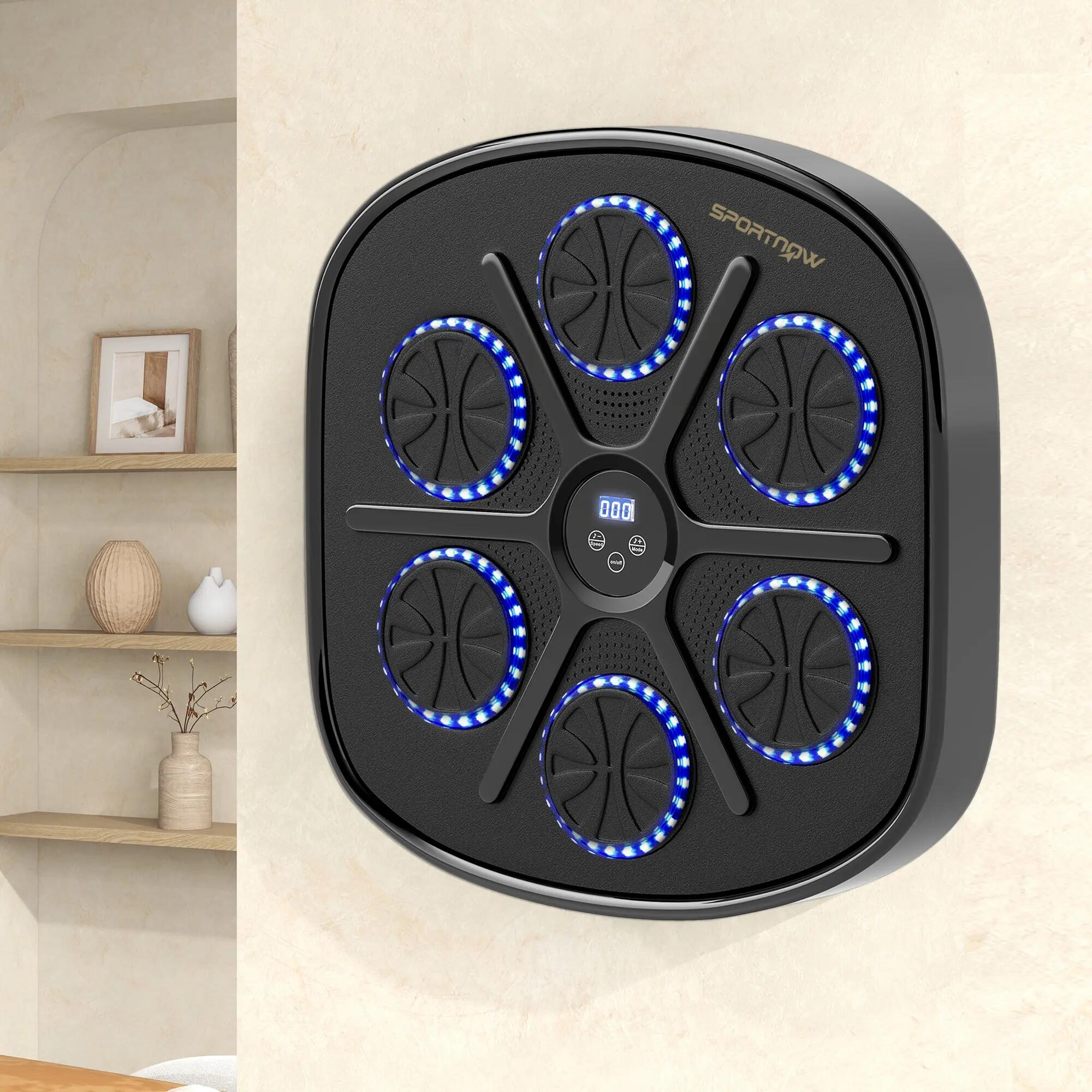 Salle de boxe musicale murale avec 9 modes de vitesse, gants, connexion Bluetoot 4/9