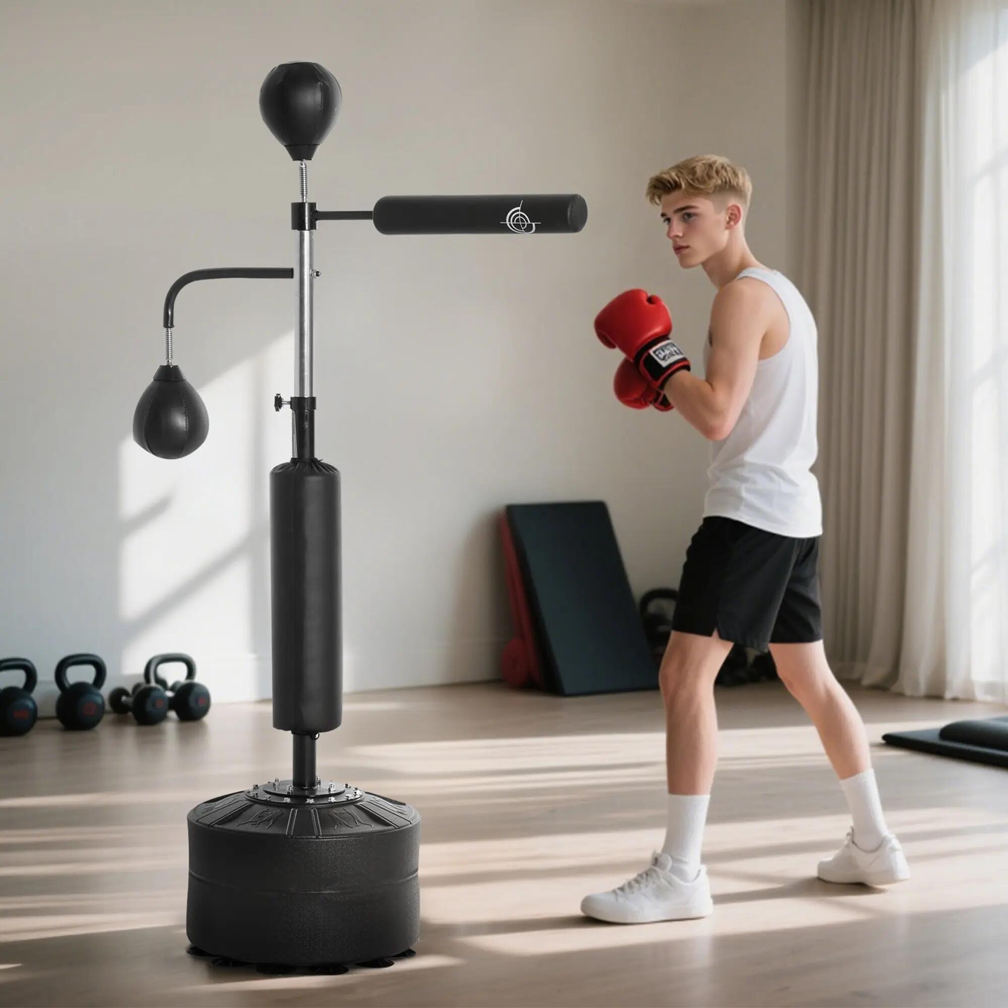 Sac de frappe autoportant 4 en 1 avec 2 balles de frappe, barre rotative et sac 3/9