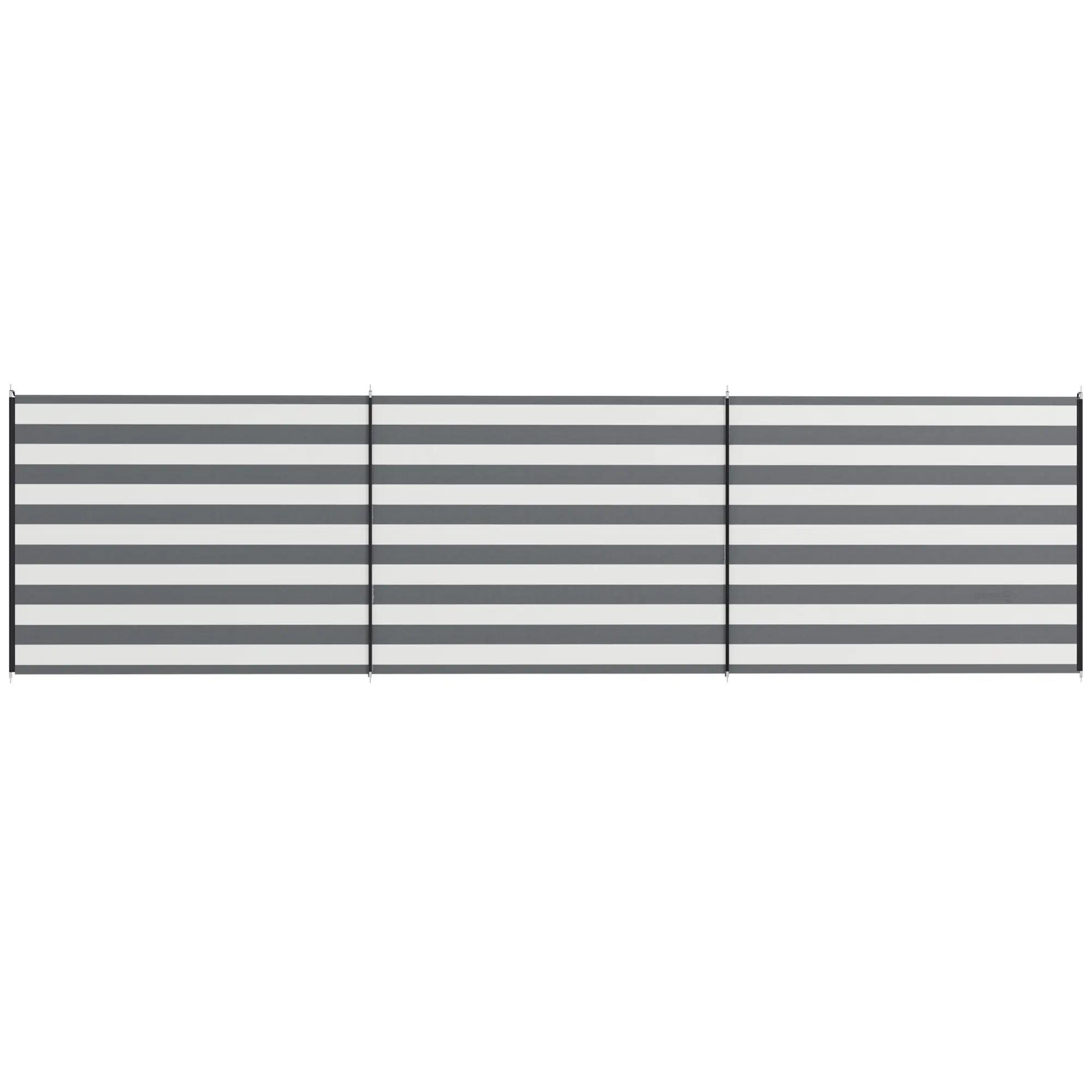 Paravent de plage pliable, polyester et barres acier, gris 2/6