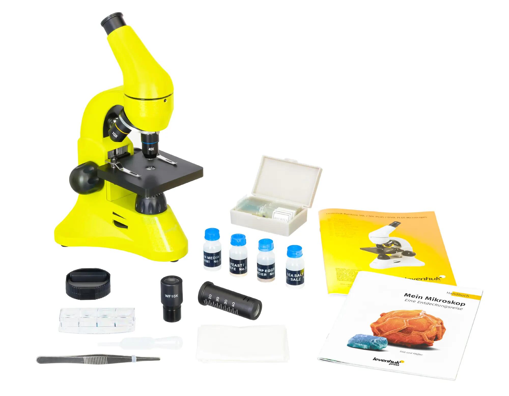 Microscopio Levenhuk Rainbow 50L Verde limetta con libro in tedesco 5/15