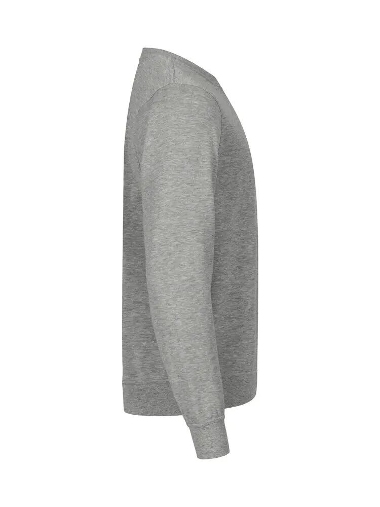 clique Basic Roundneck sweat-shirt unisexe gris chiné, tissu doux résistant – 4/4