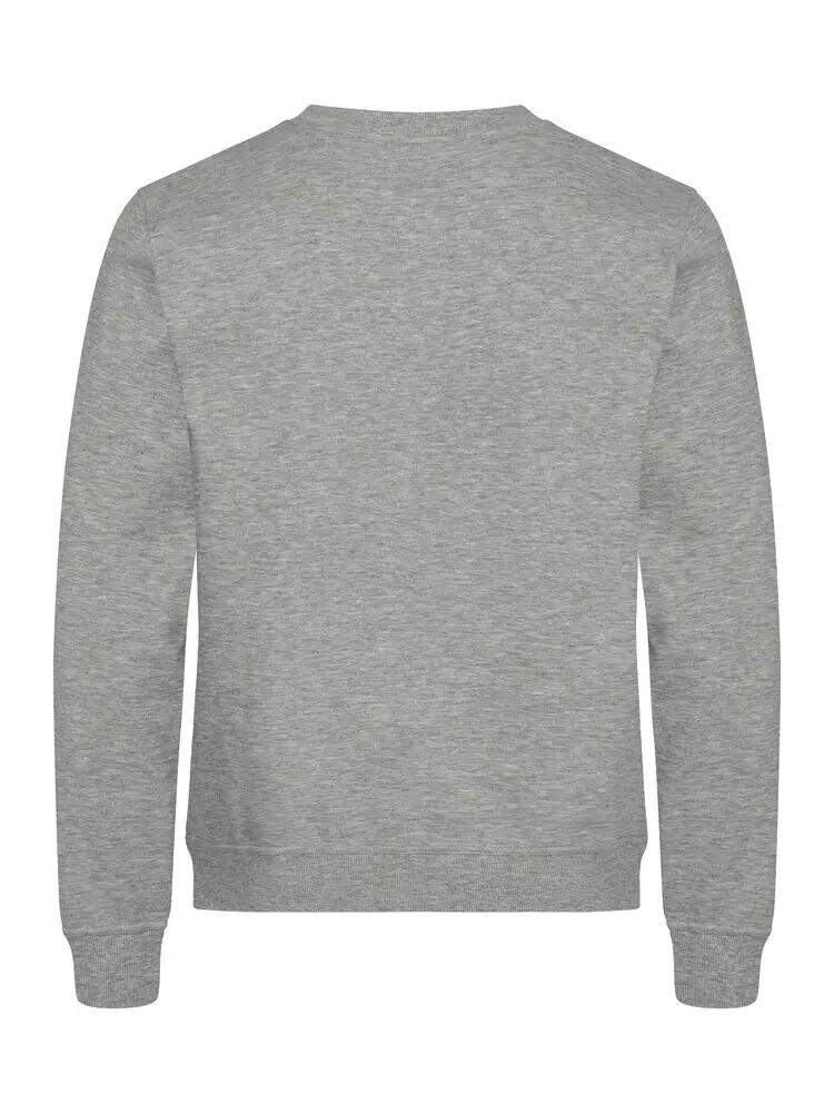 clique Basic Roundneck sweat-shirt unisexe gris chiné, tissu doux résistant – 3/4