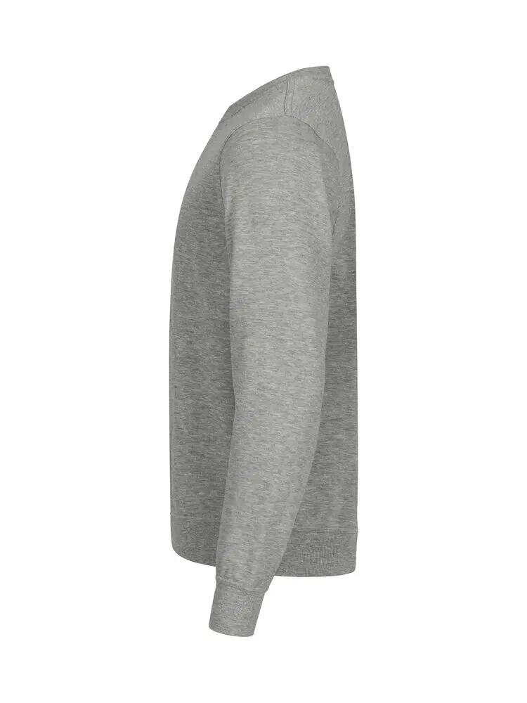 clique Basic Roundneck sweat-shirt unisexe gris chiné, tissu doux résistant – 2/4