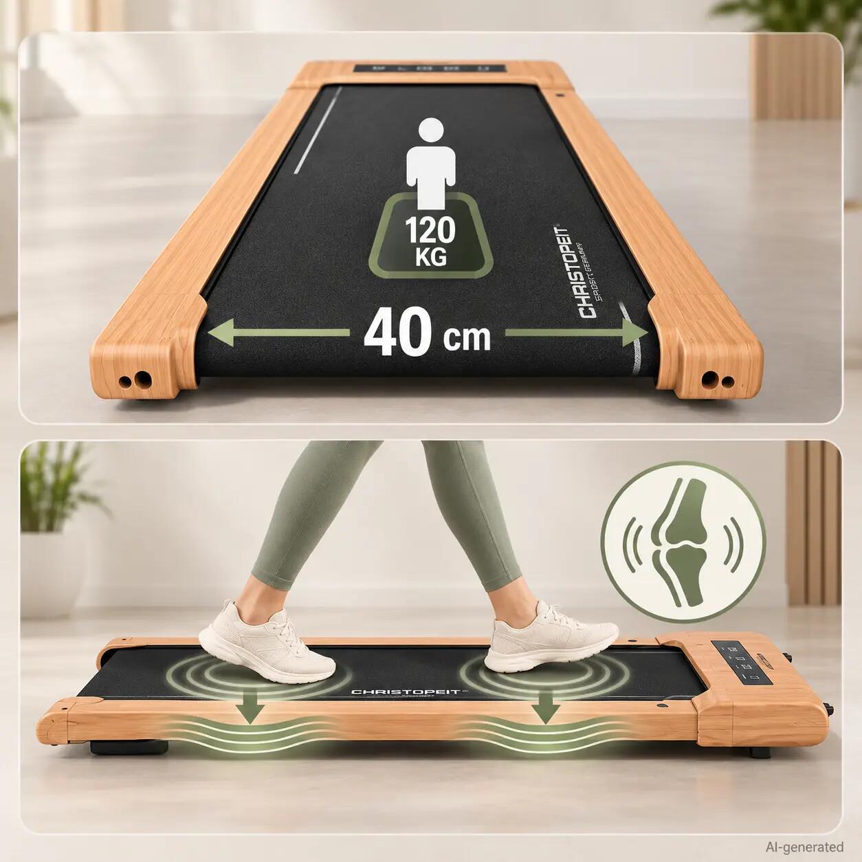 Walking Pad met helling - tot 6 km/u - LED - Bluetooth - 4.2 Houtlook 6/9
