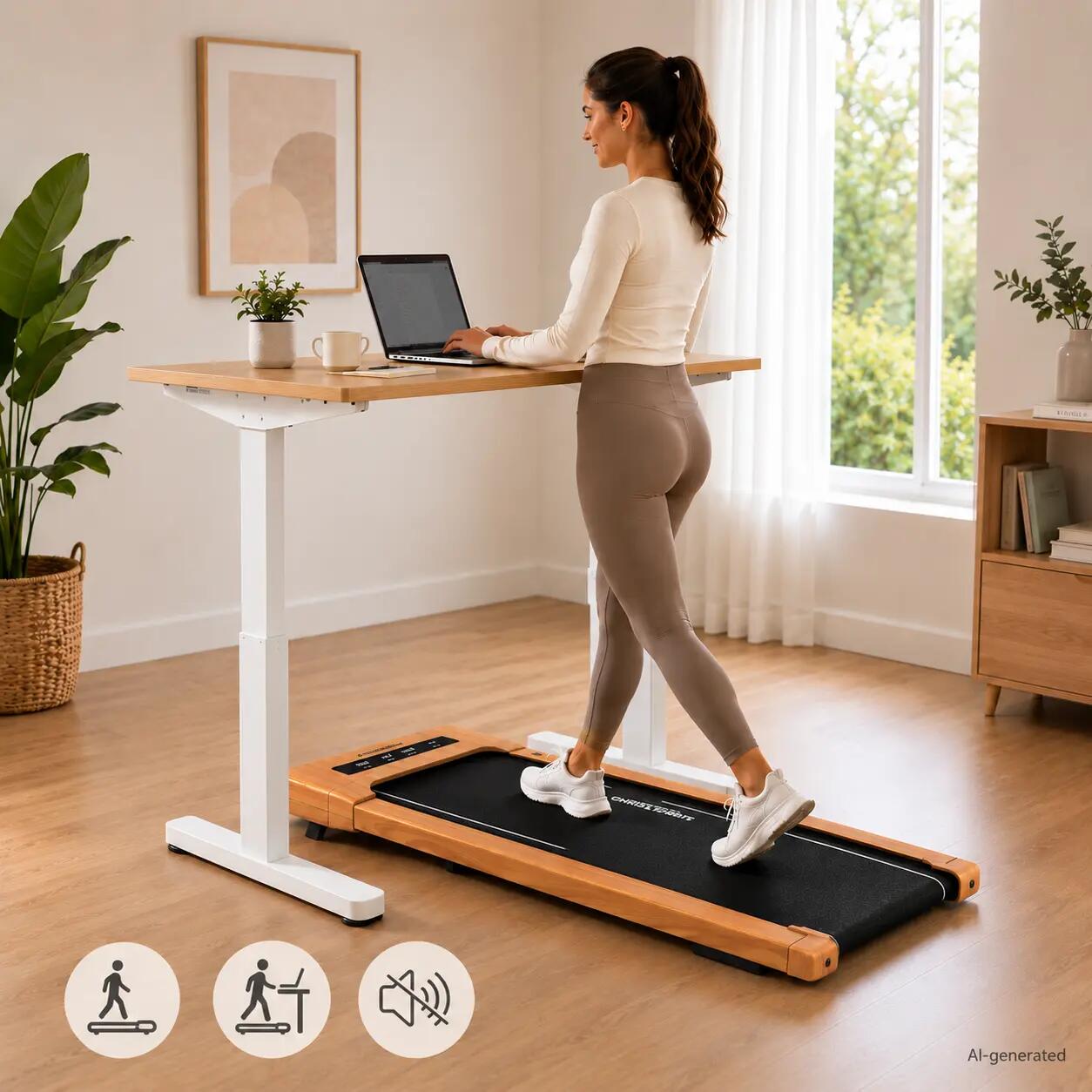 Walking Pad met helling - tot 6 km/u - LED - Bluetooth - 4.2 Houtlook 2/9