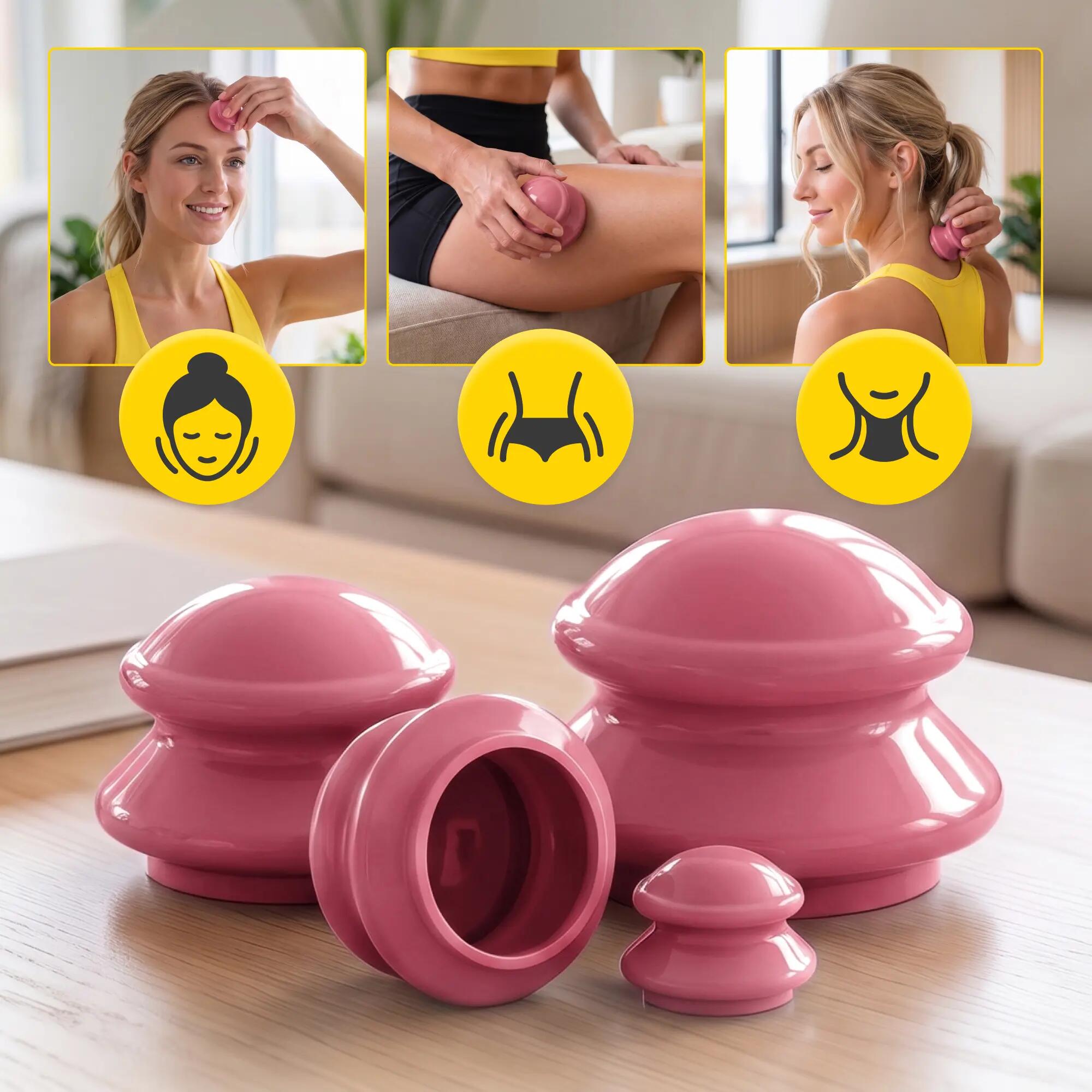Cupping set rubber massage thuistherapie ontspanning 4st 4FIZJO PRO+ 4/14