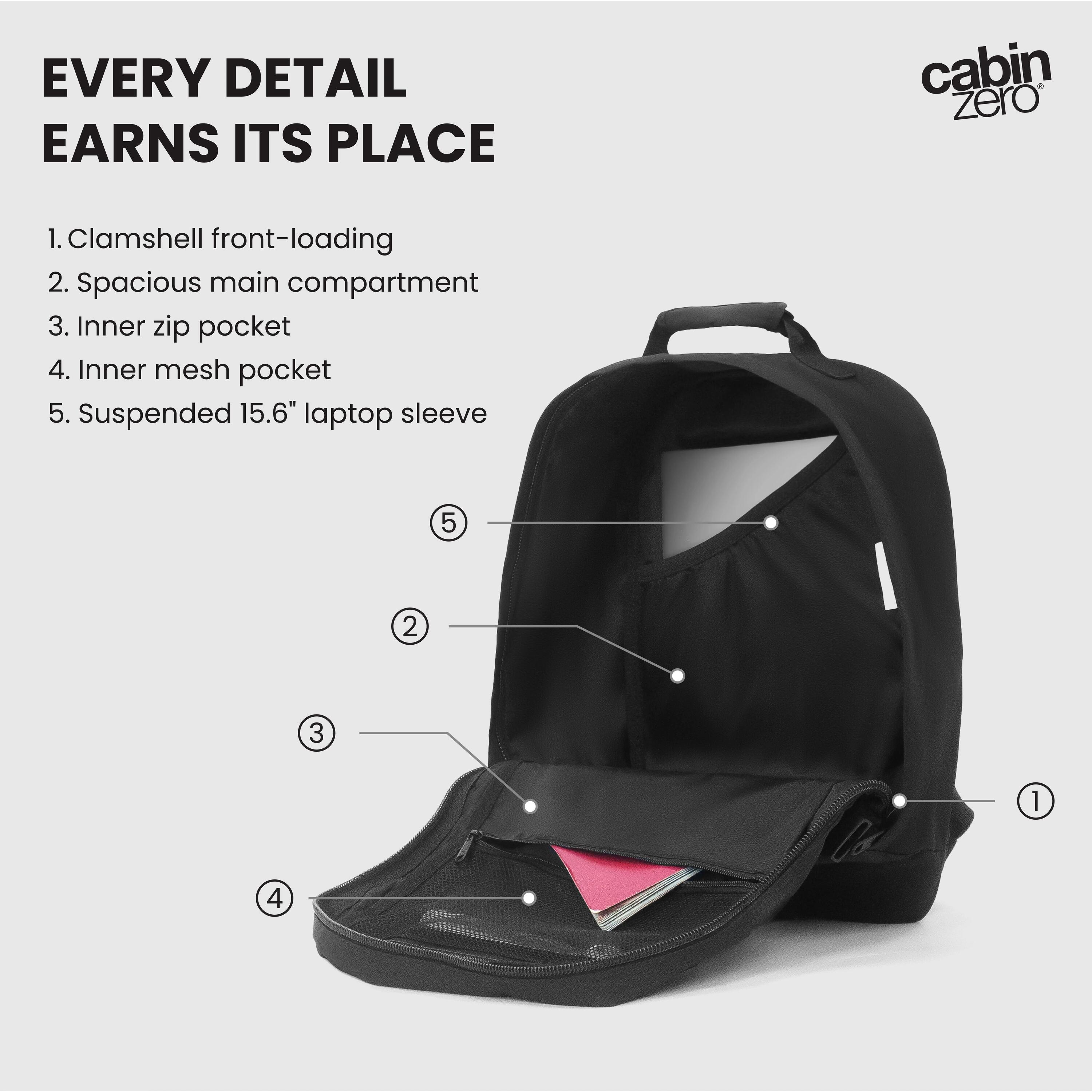Hátizsák CABINZERO Classic 28L, Narancs, Unisex 5/10