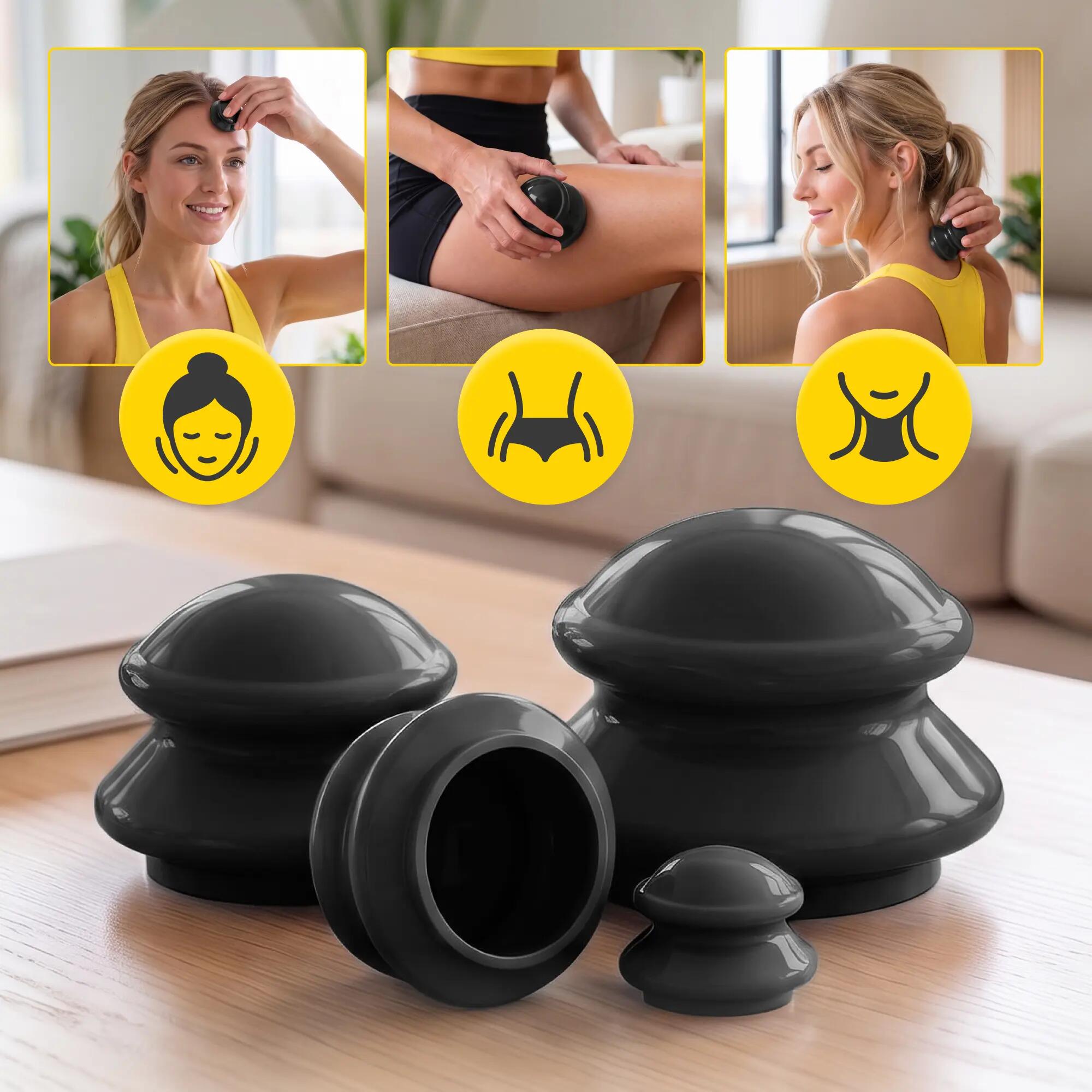 Cupping set rubber massage thuistherapie ontspanning 4st 4FIZJO PRO+ 6/15