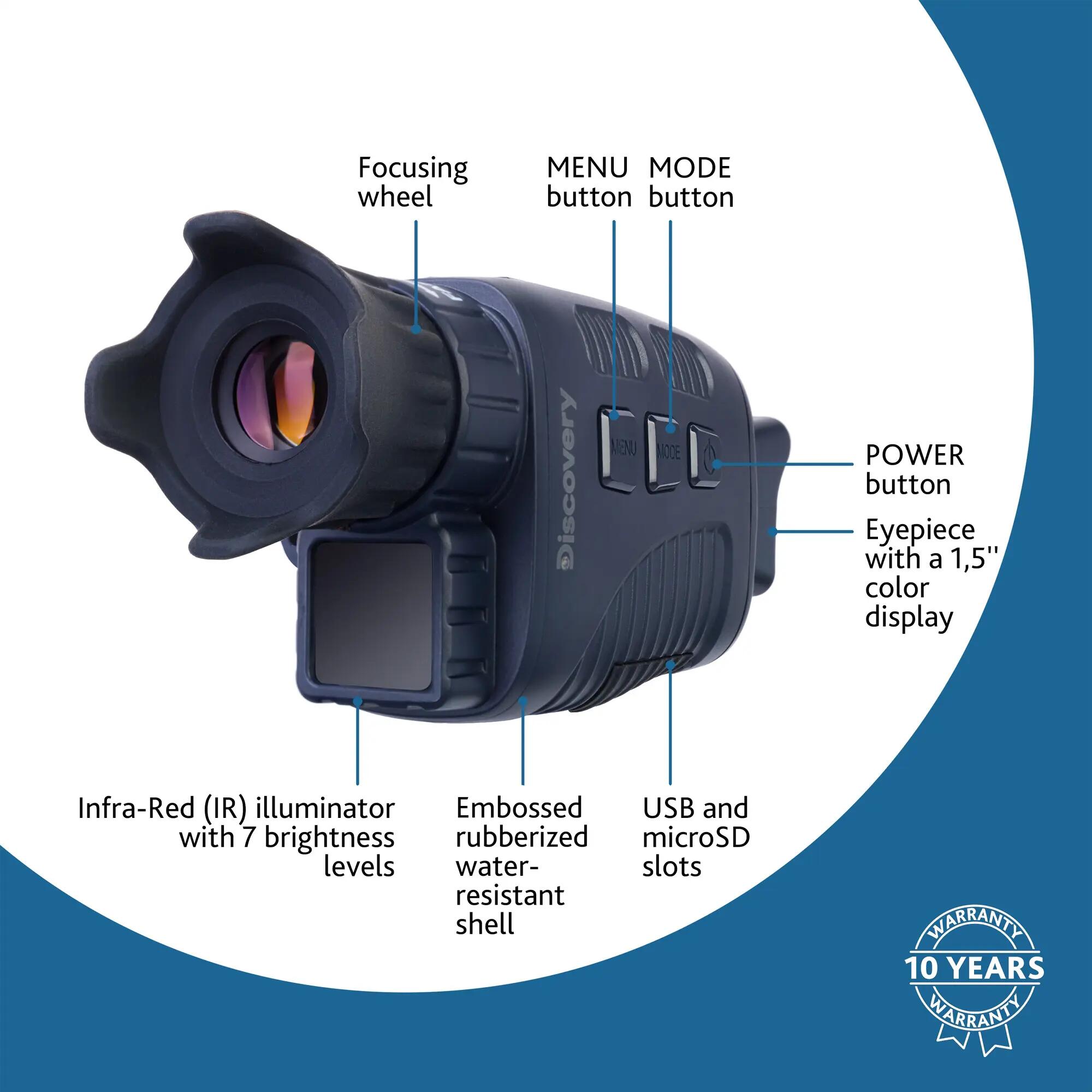 Monocular digital de visión nocturna Levenhuk Discovery Night ML10 con trípode. 15/15