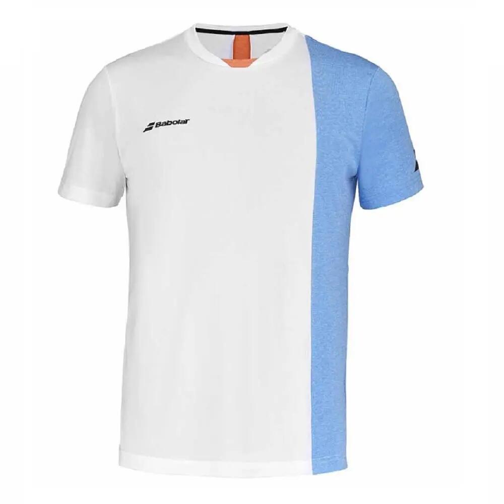 Camiseta Babolat Play Crew Blanco Azul Naranja 3/5
