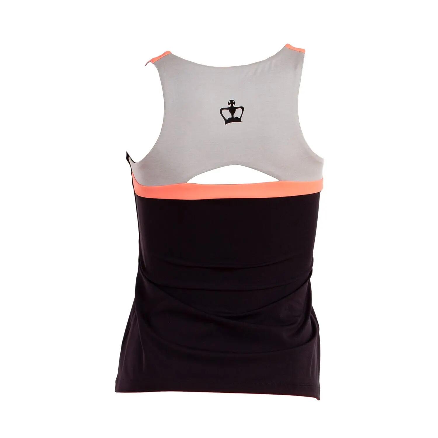 Damen Padel Tennis T-Shirt Leicht Atmungsaktiv Rückenöffnung Naxos Schwarz 2/5