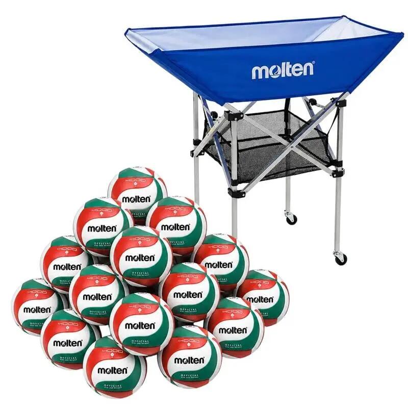 Pachet 15 mingi volei Molten V5M4000 antrenament cu carucior transport