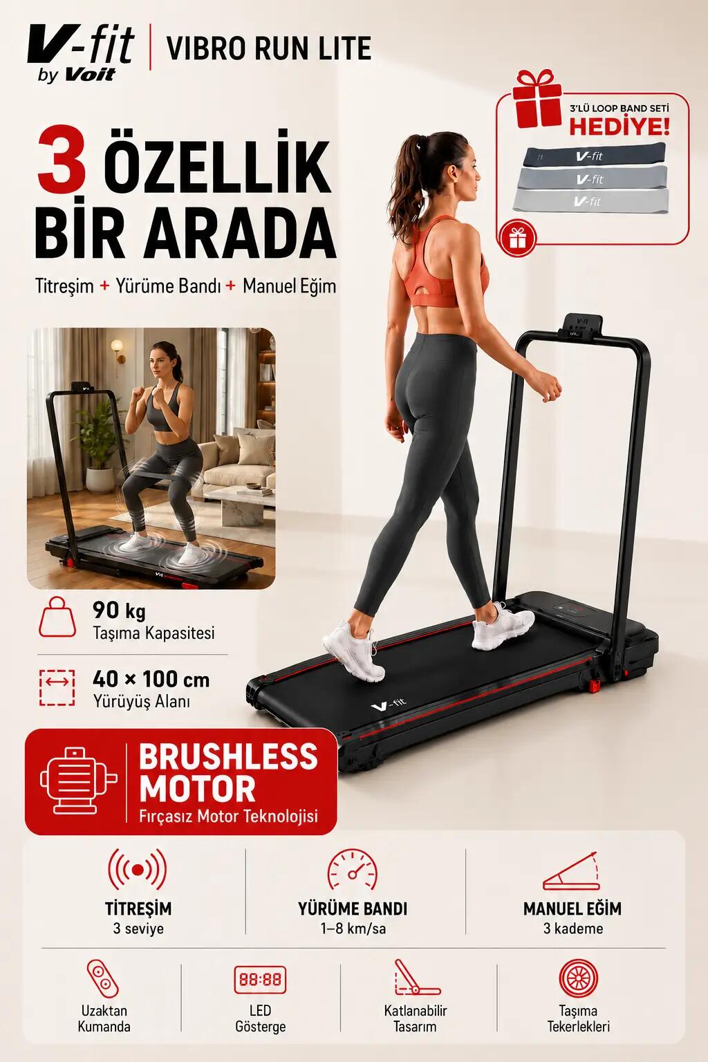 Voit V-Fit by Vibro Run Titreşimli Koşu Bandı / Loop Bant Seti Hediyeli 7/7