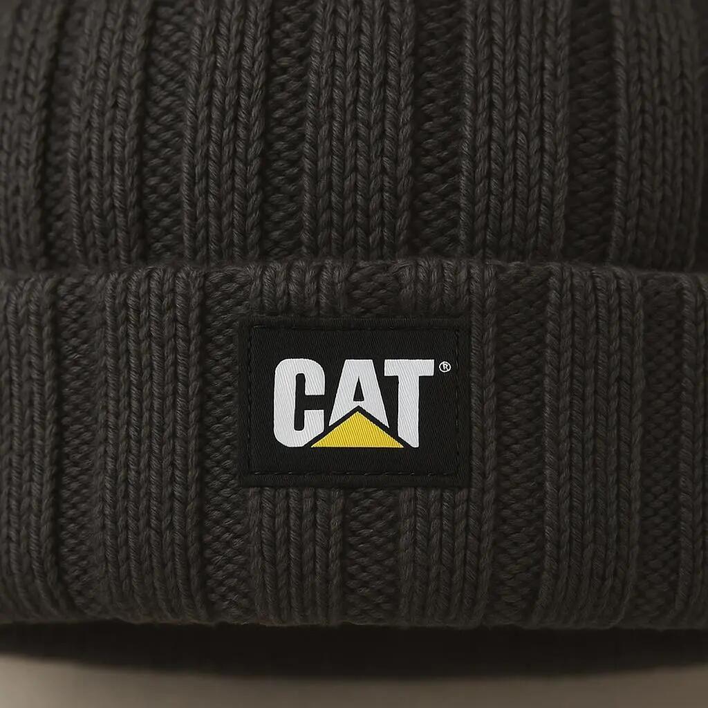 Bonnet noir à côtes avec logo Caterpillar 6/6