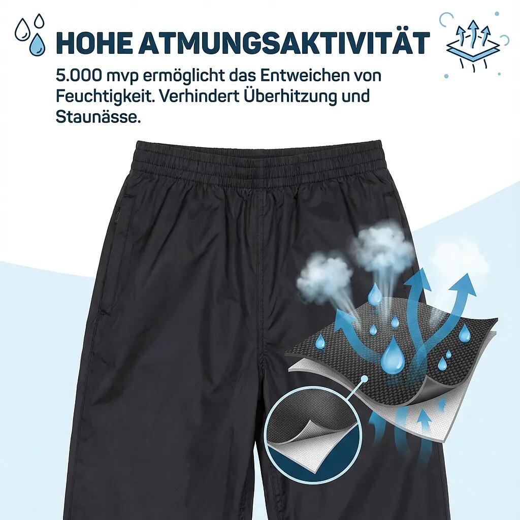 Pantaloni antipioggia bambini - 5000mm - QIKPAC - nero 6/7