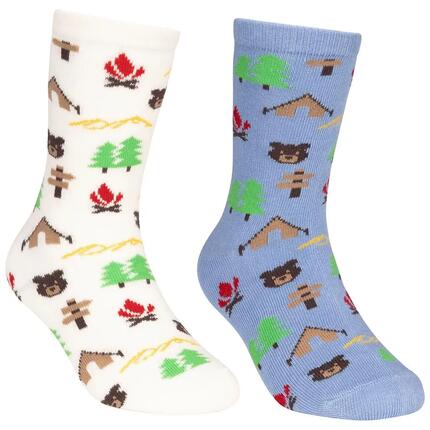 Chaussettes enfant Trespass CAMPING pack 2 paires bleu coton