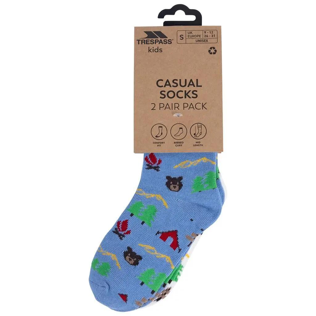 Chaussettes enfant Trespass CAMPING pack 2 paires bleu coton 2/5