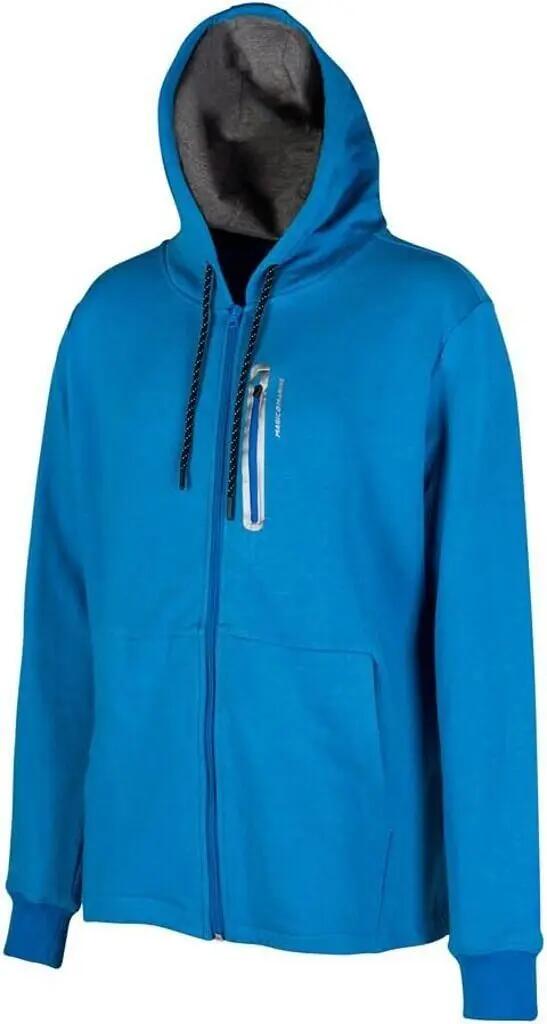 Felpa con zip - Sport - Uomo - Con cappuccio, tasca a marsupio - Blu 1/5