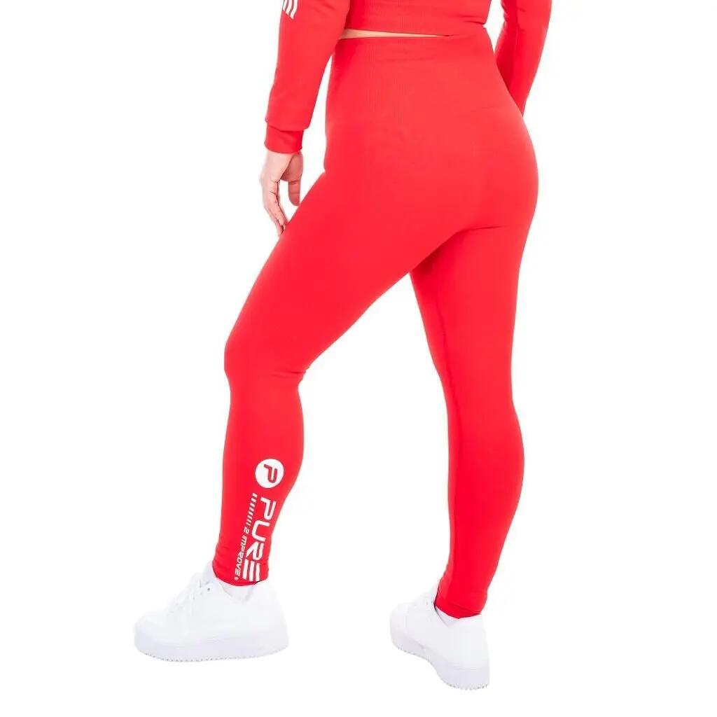 Leggings - Fitness - Donna - Vita alta, Senza cuciture - Rosso 4/7