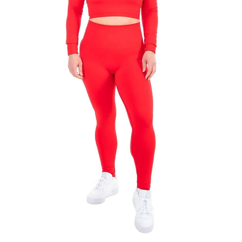 Leggings - Fitness - Donna - Vita alta, Senza cuciture - Rosso 3/7
