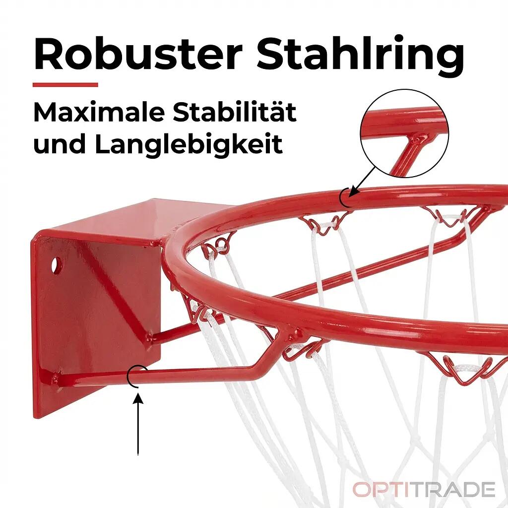 Canestro da basket - acciaio resistente alle intemperie - 45 cm - rosso 5/7