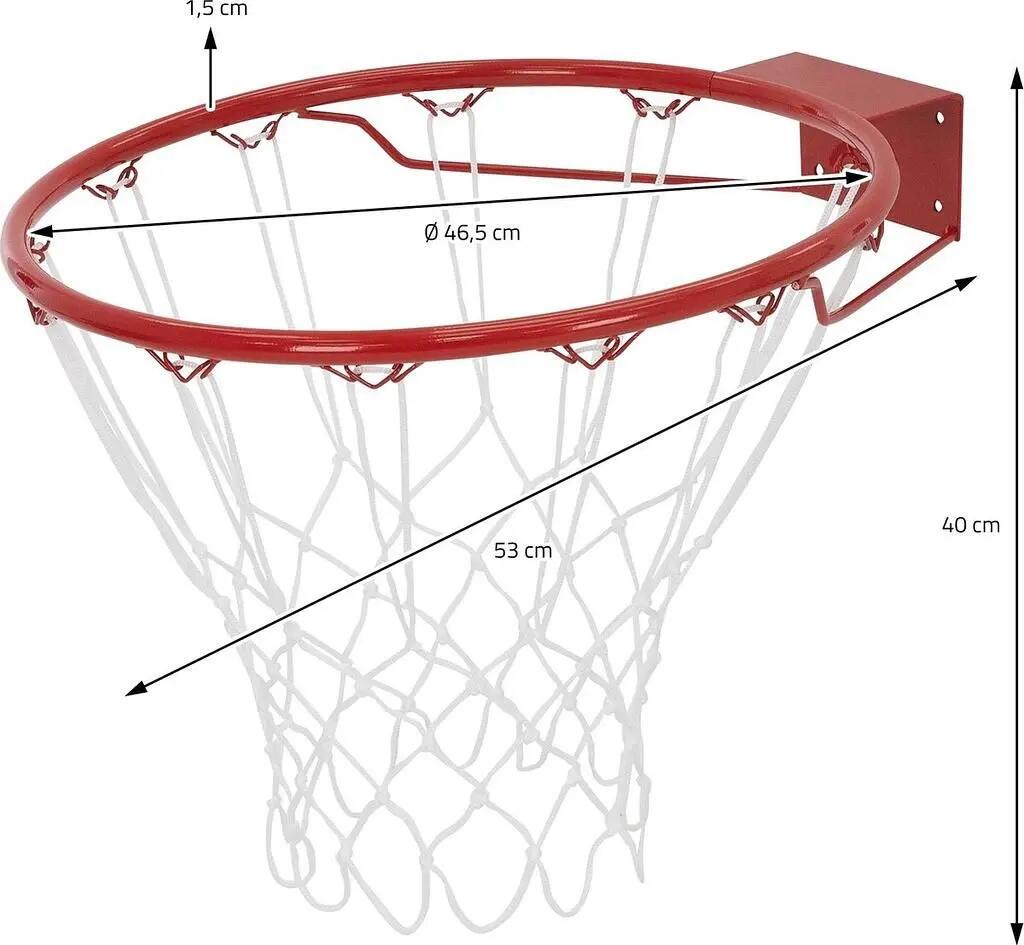 Canestro da basket - acciaio resistente alle intemperie - 45 cm - rosso 3/7