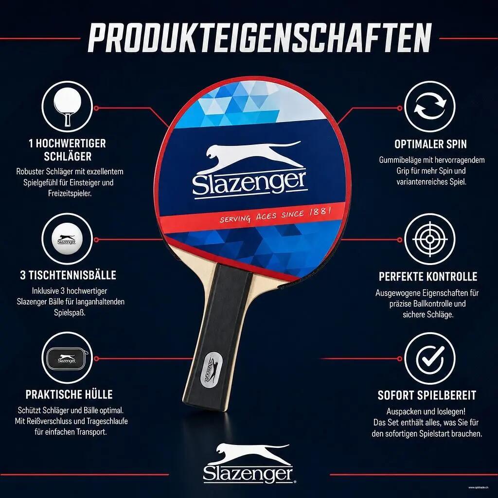 Slazenger - Table Tennis Kit - Leisure Racket Set - Red 3/7