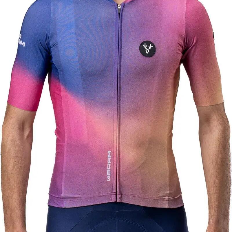 LeBram Race Aero Short Sleeve Jersey Pink Blue