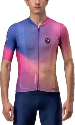 Lebram race aero-shirt met korte mouwen, roze en blauw