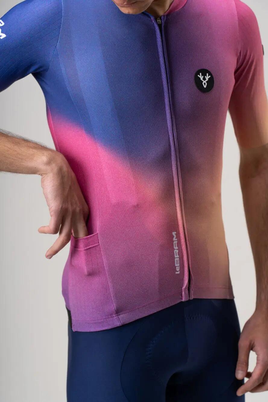 LeBram Race Aero Kurzarm-Trikot in Rosa und Blau 5/7
