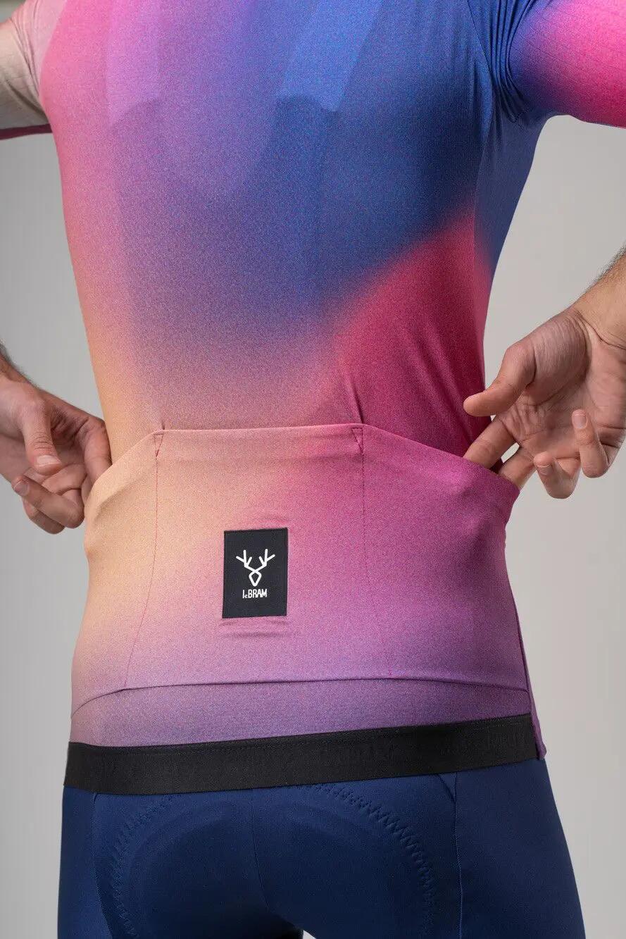 LeBram Race Aero Kurzarm-Trikot in Rosa und Blau 4/7