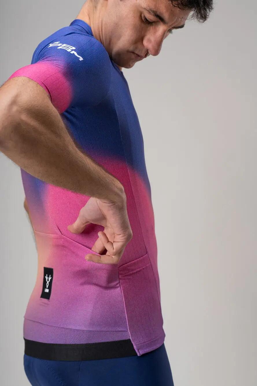 LeBram Race Aero Kurzarm-Trikot in Rosa und Blau 3/7