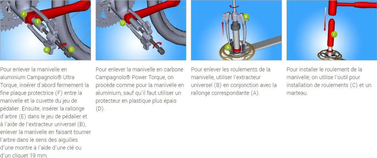 Manivela Unior e desmontador de suporte inferior para Campagnolo Power e Ultra T 2/2