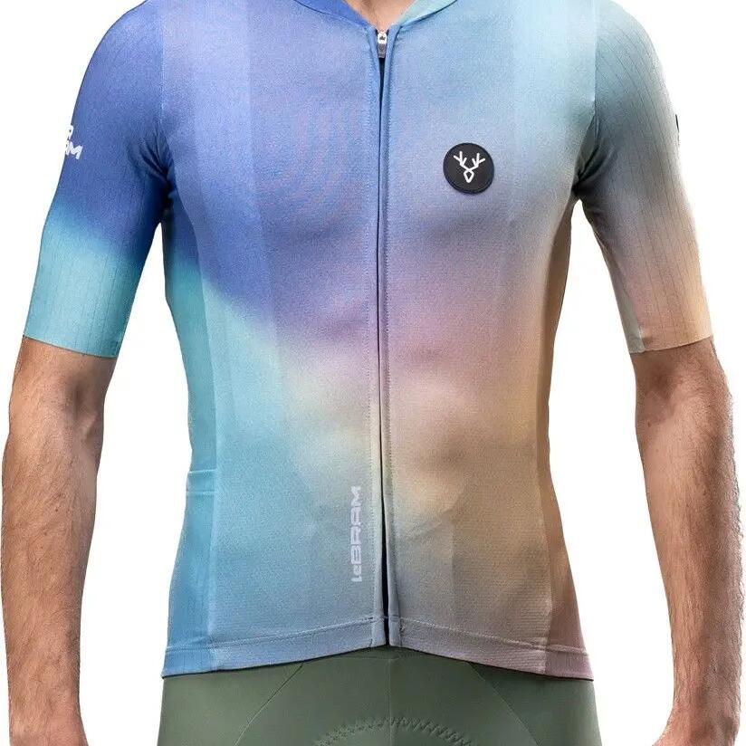 LeBram Race Aero Short Sleeve Jersey Green Blue