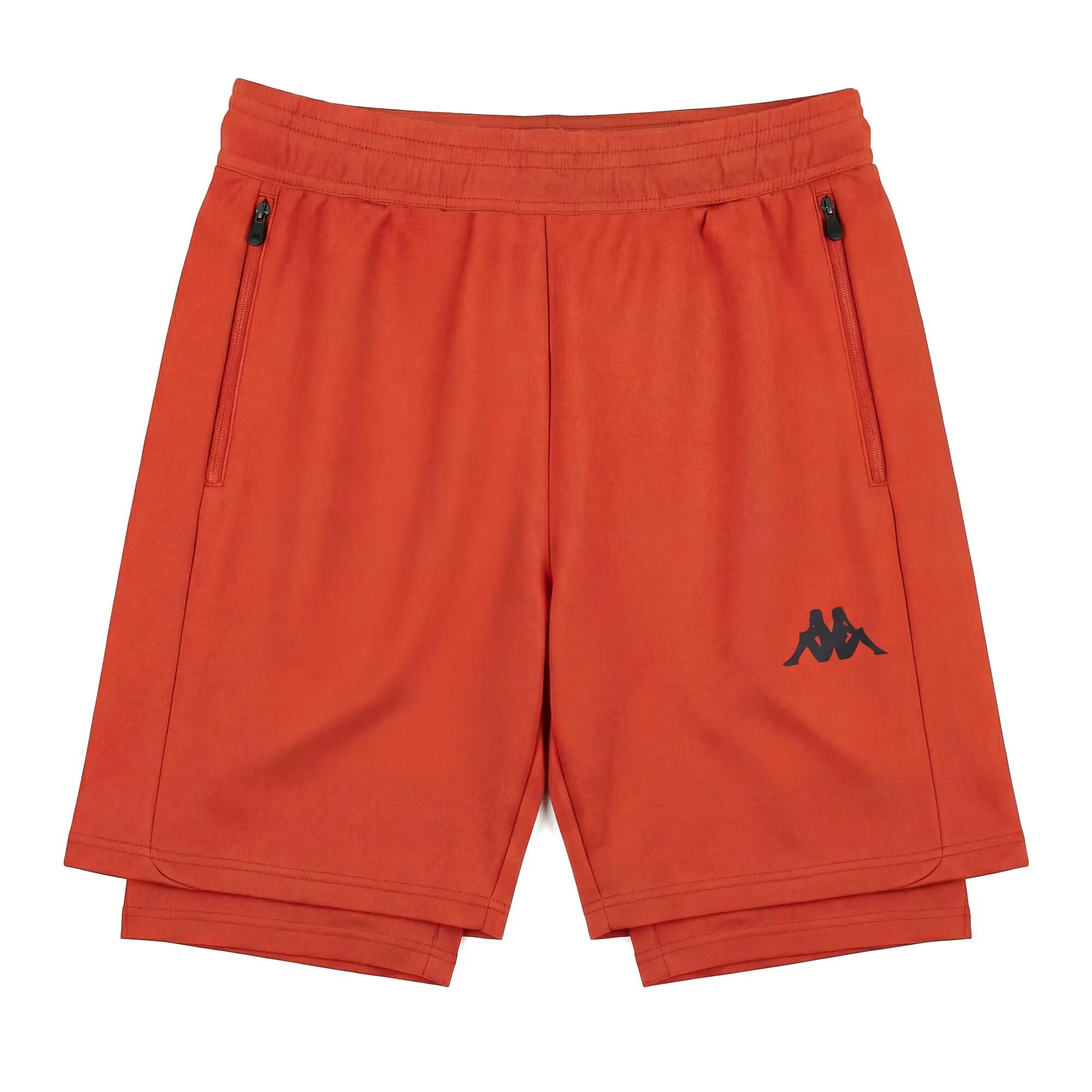 Pantaloncini sportivi da uomo in poliestere arancione da training 2/6