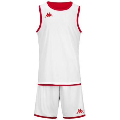 Completo canotta pantaloncino da uomo in poliestere rosso da basket