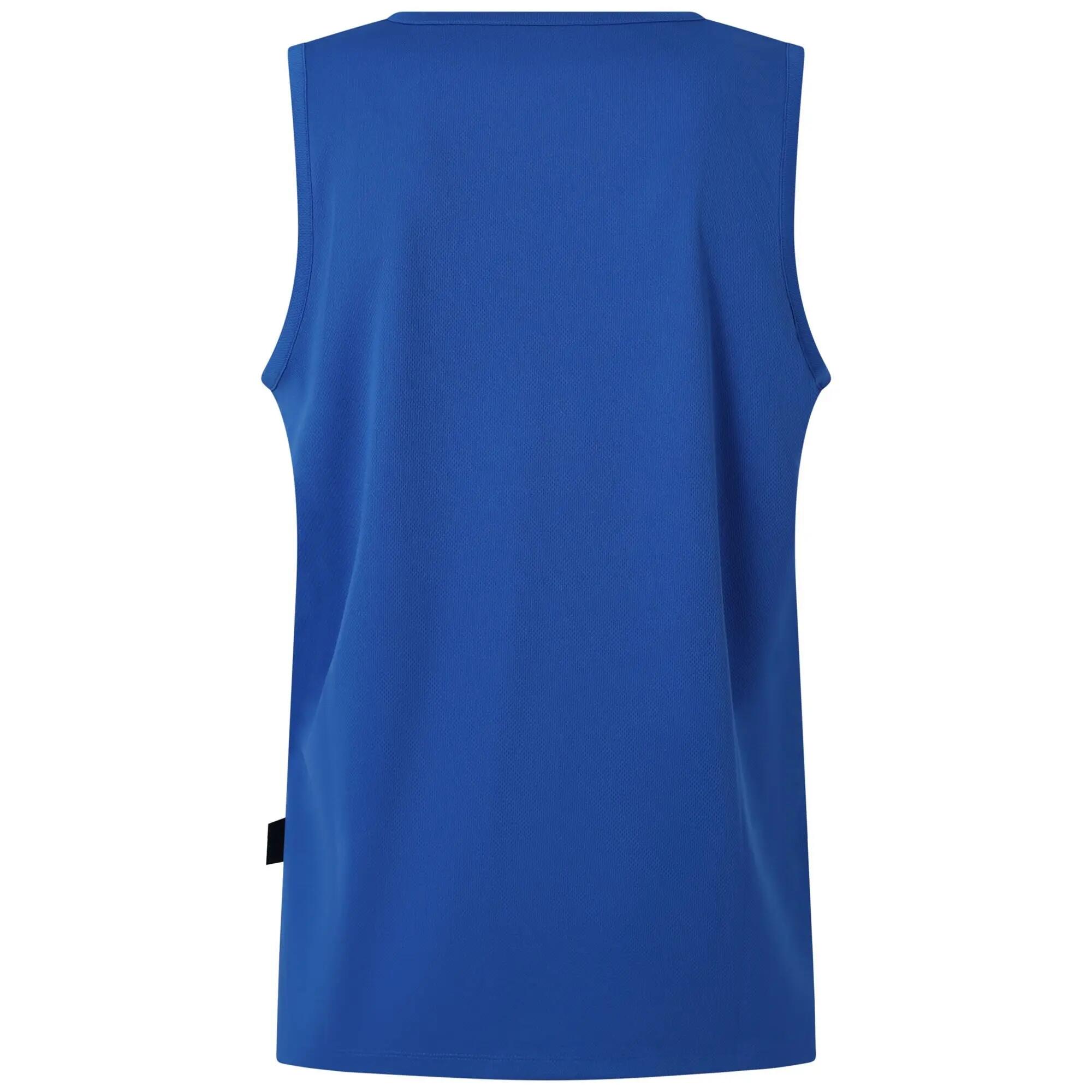 Completo canotta pantaloncino da bambino in poliestere blu da basket 4/7