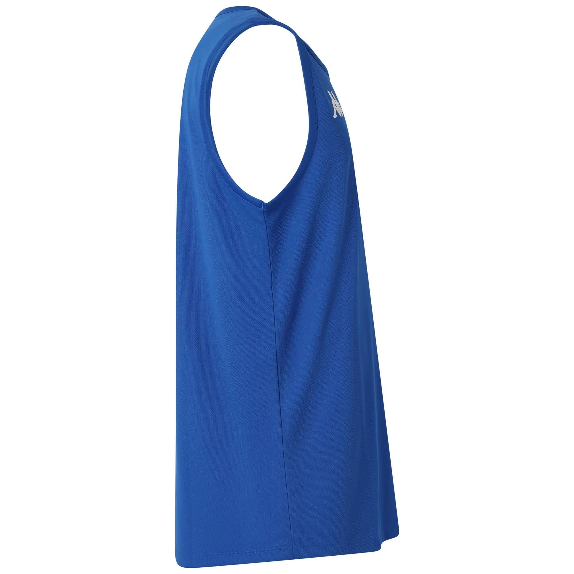 Completo canotta pantaloncino da bambino in poliestere blu da basket 3/7