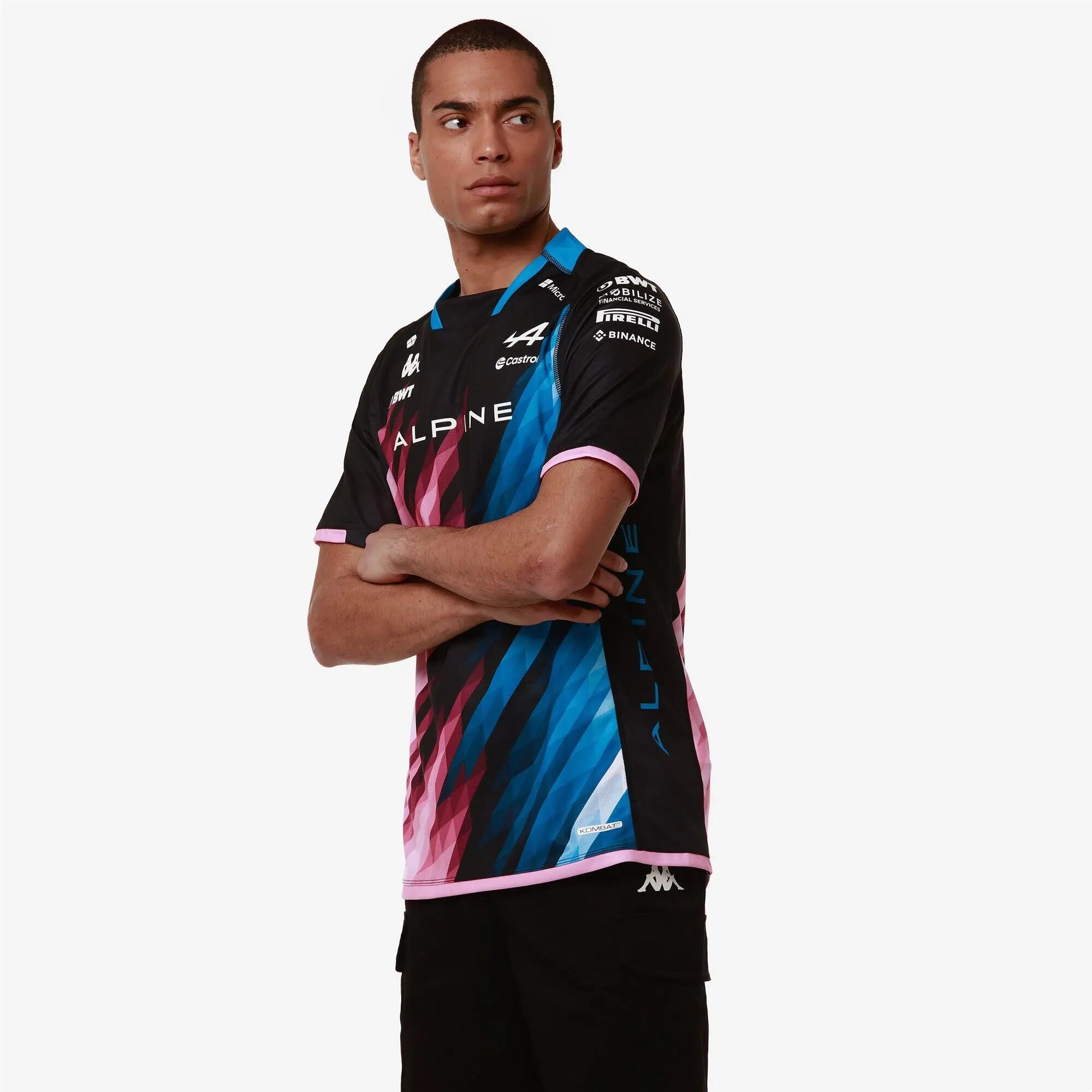 T-shirt da uomo in poliestere nero da abbigliamento racing 6/7