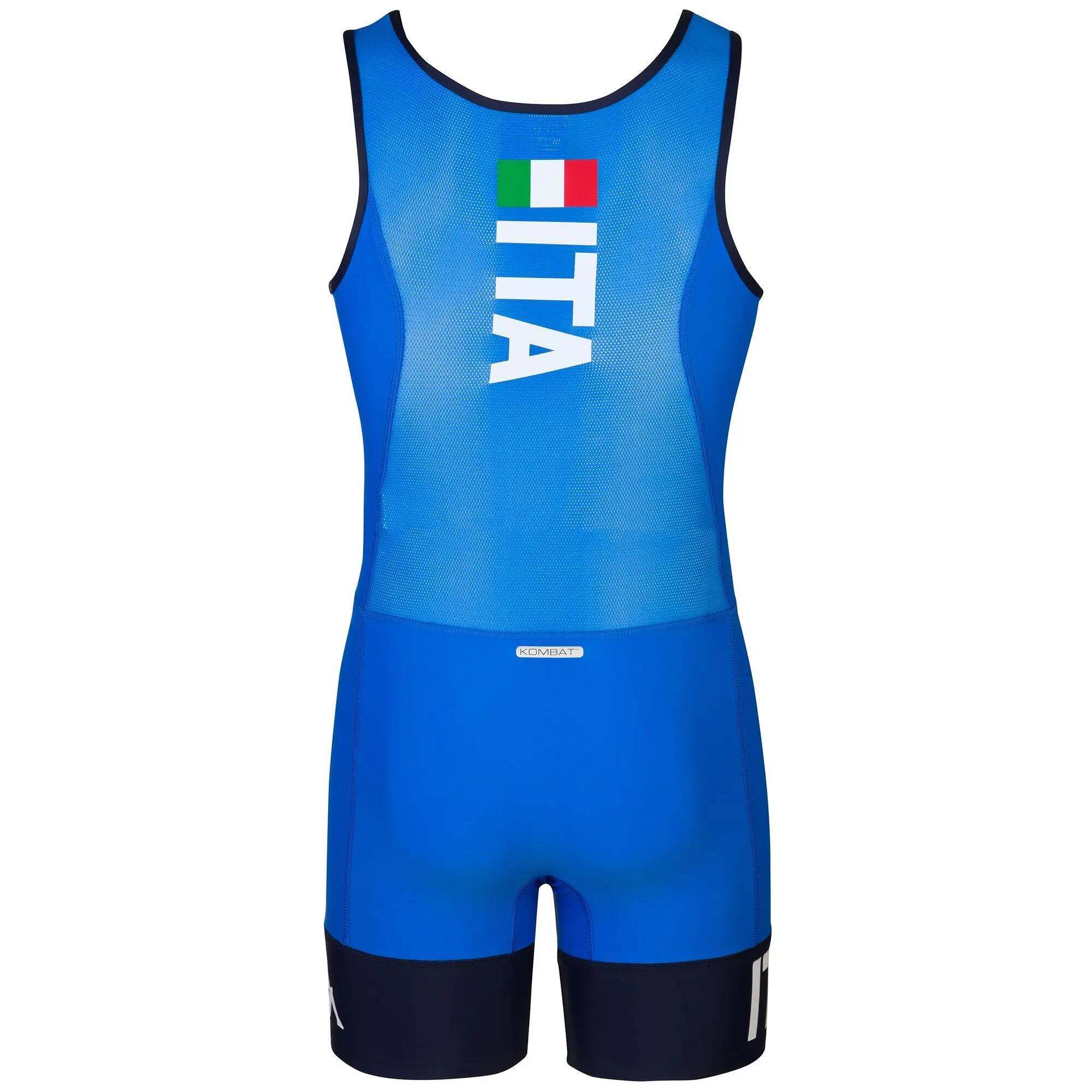 Maglia sportiva da donna in nylon blu da canottaggio 3/5
