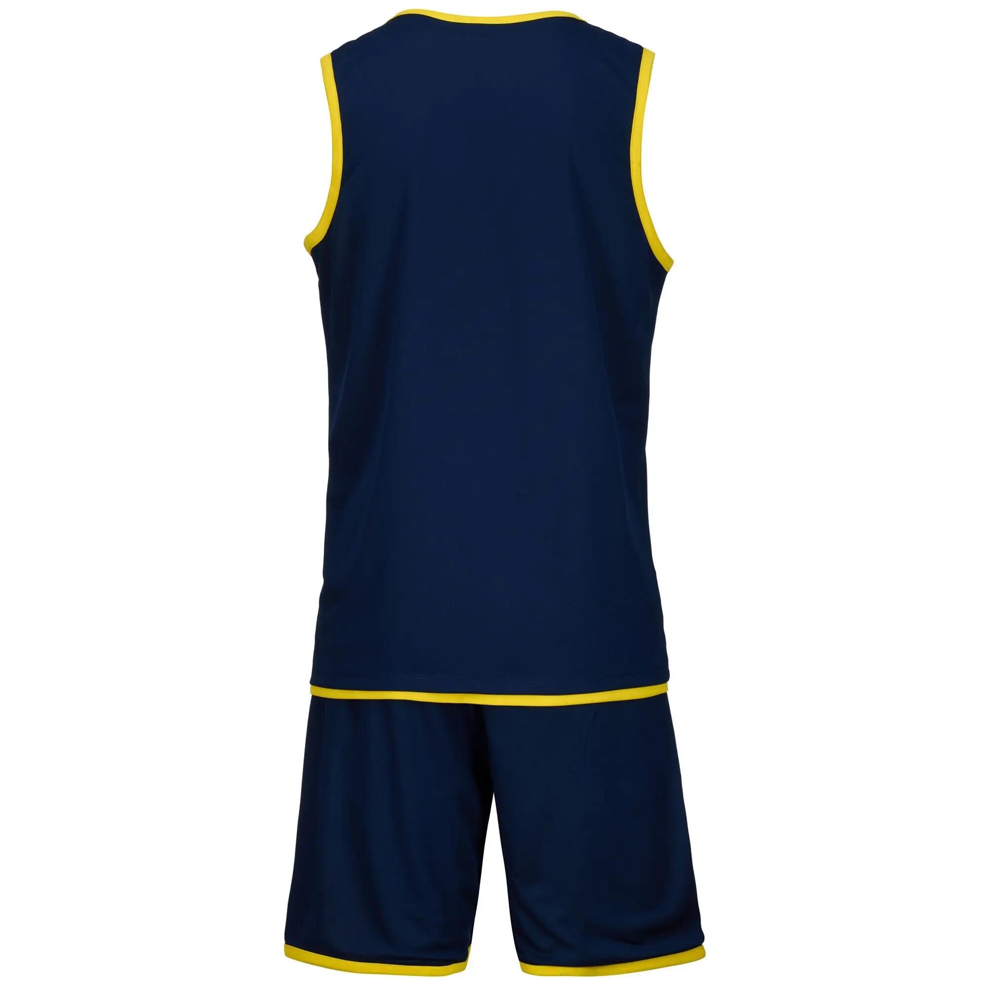 Completo canotta pantaloncino da bambino in poliestere giallo da basket 6/7