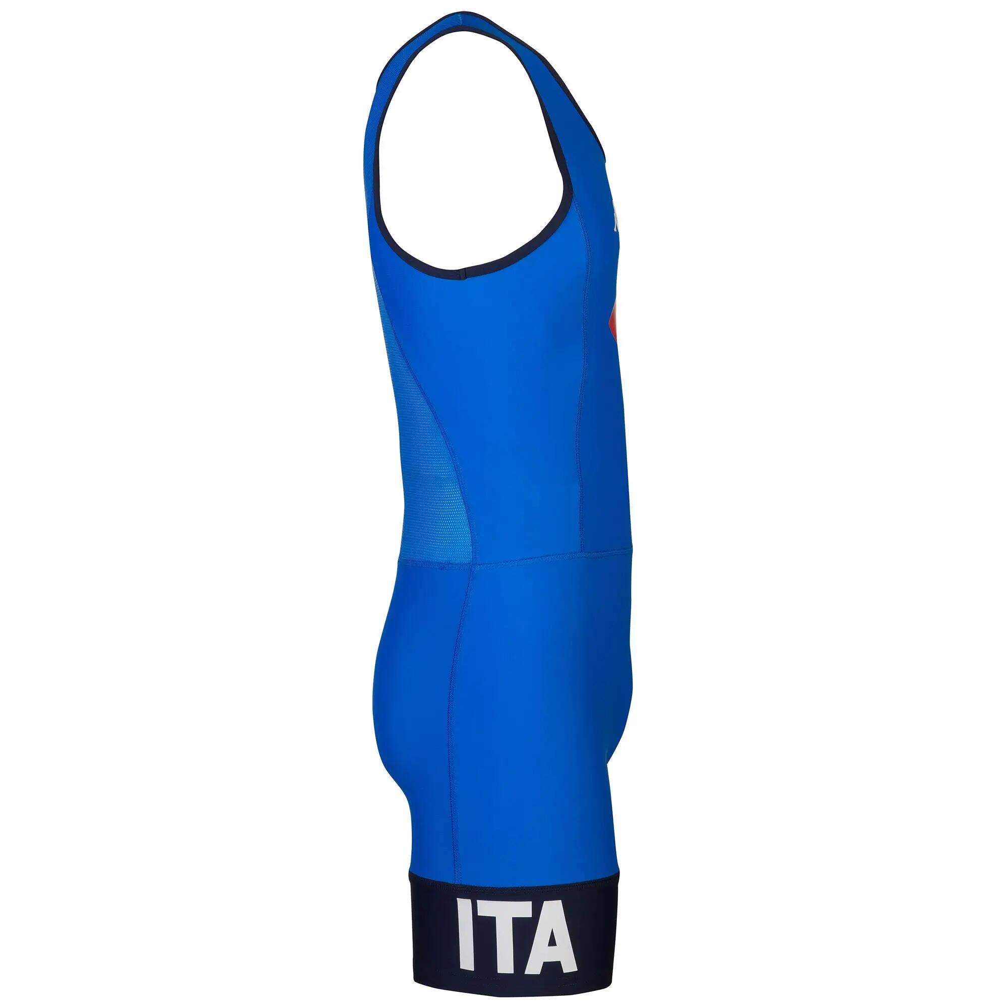 Maglia sportiva da donna in nylon blu da canottaggio 2/5