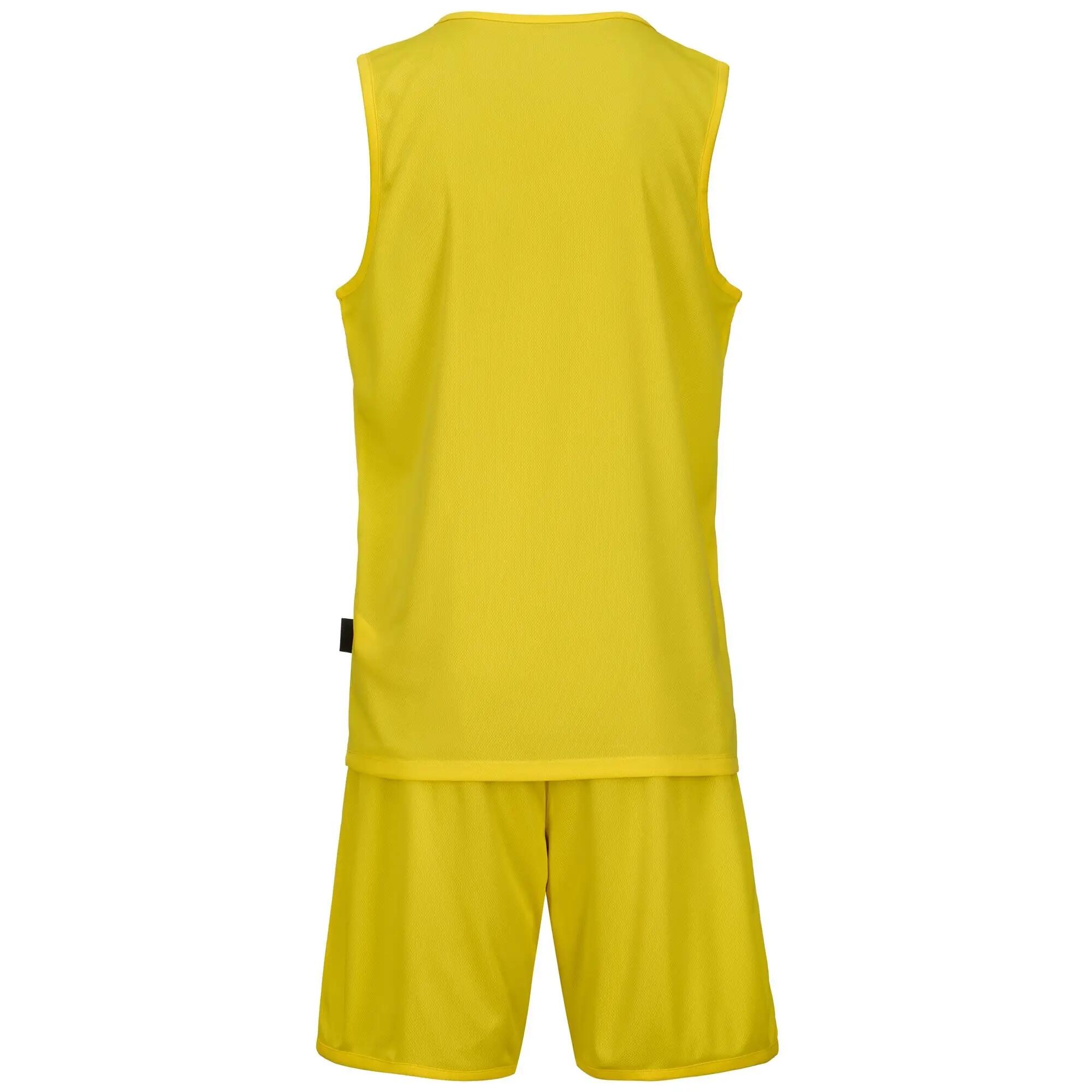 Completo canotta pantaloncino da bambino in poliestere giallo da basket 4/7
